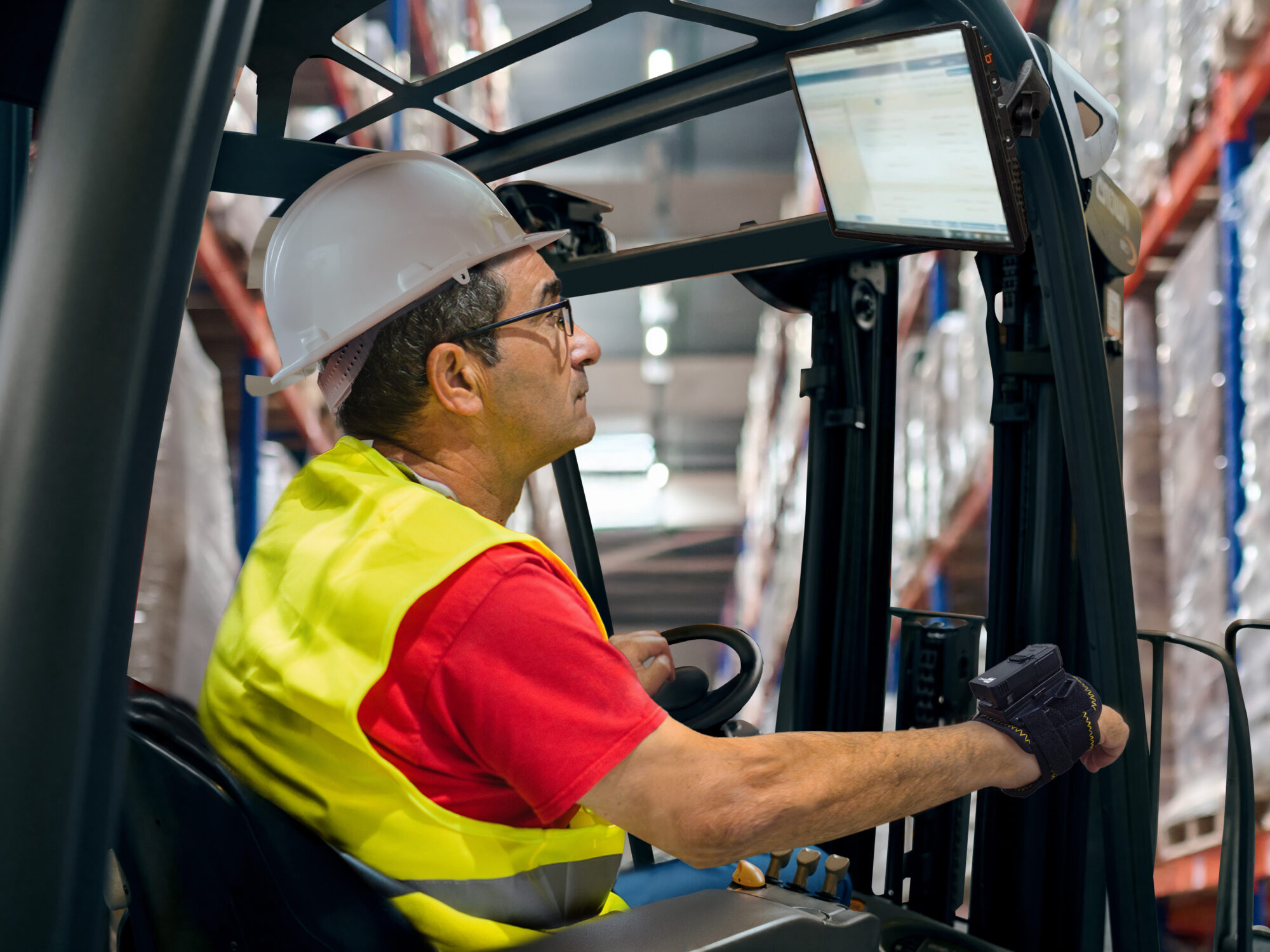 Man in a forklift